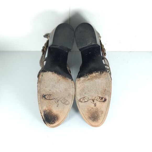 FREEBIRD BY STEVEN Women's US 9M Brown Leather Distressed Cut Out Booties Boots - Picture 11 of 16